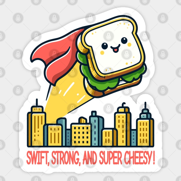 Caped Crusader Sandwich - Grilled Cheese Sticker by maknatess